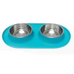 MM DOUBLE SILICONE/SS BOWL BLUE MED
