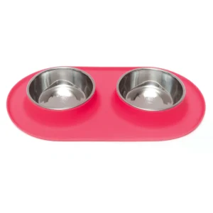 MM DOUBLE SILICONE/SS BOWL RED LG